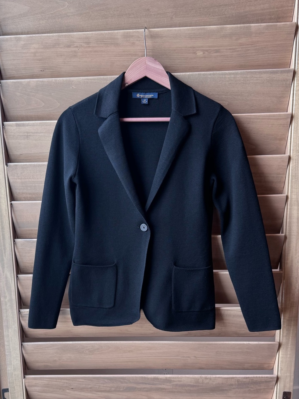 Brooks Brothers Black Knit Single-Button Blazer, Size: XSmall
